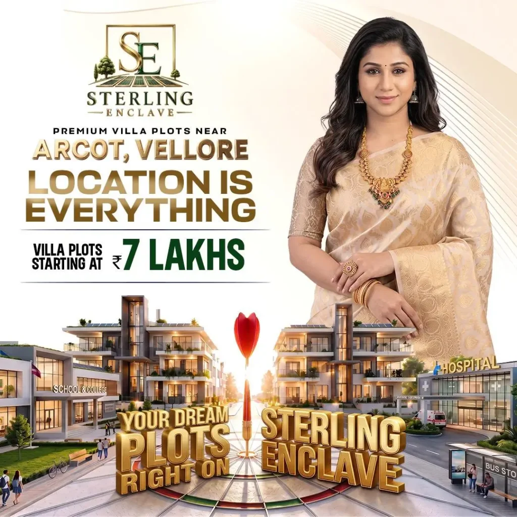 Sterling Enclave premium villa plots near Arcot Vellore project location promotional banner
