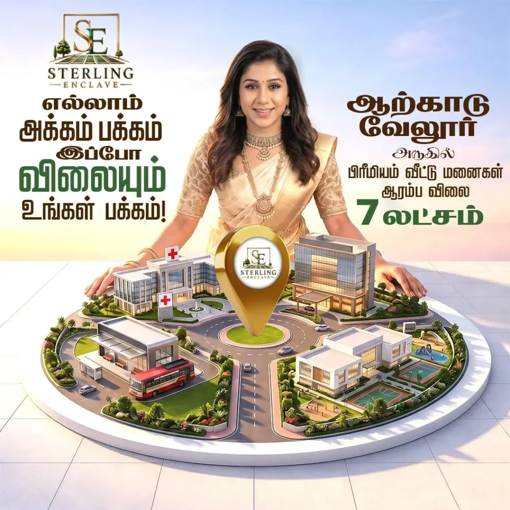 Sterling Enclave premium villa plots near Arcot Vellore promotional creative